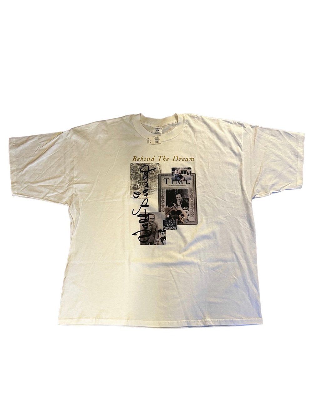 Vintage Disney Behind The Dream Walt Signature T-Shirt White XXXL Deadstock NWT